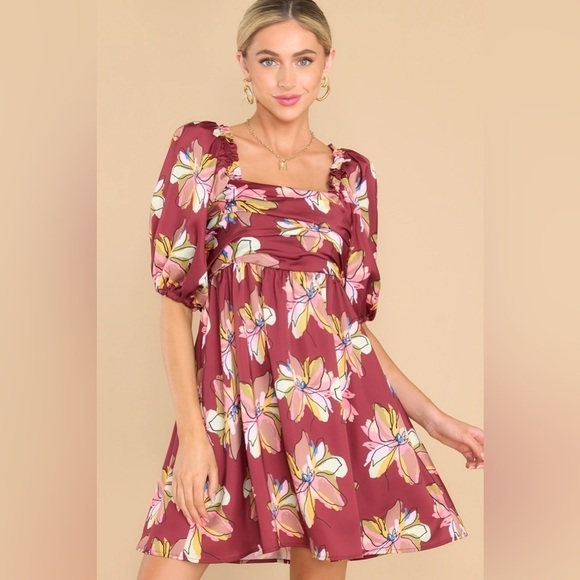 NWT CROSBY Mollie Burch Hunter Puff Sleeve Babydoll Mini Dress Gallery Floral, S - Picture 15 of 15